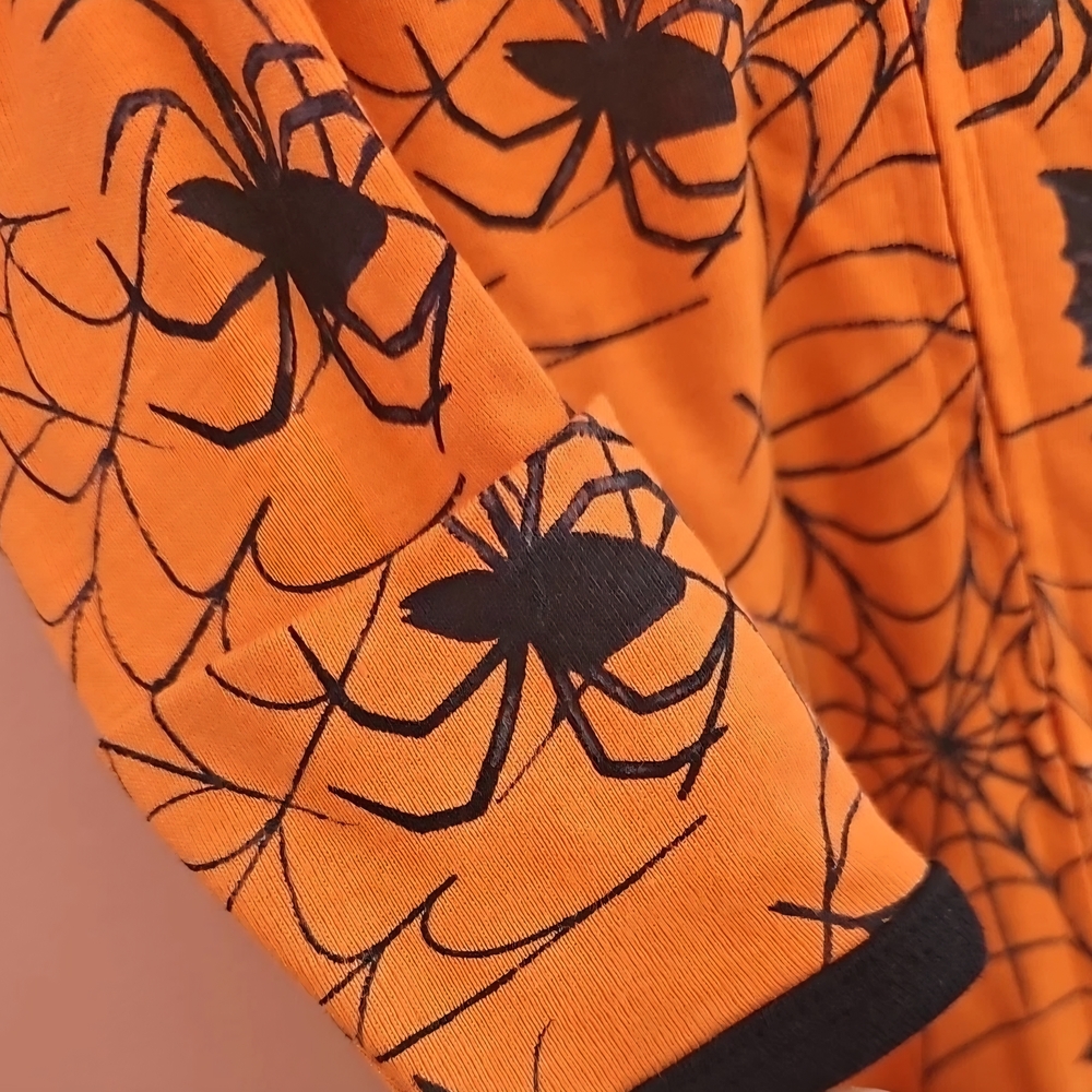 NWT Honest Halloween Sleeper Infant Size 0-3 Months Orange Black Spiders & Bats